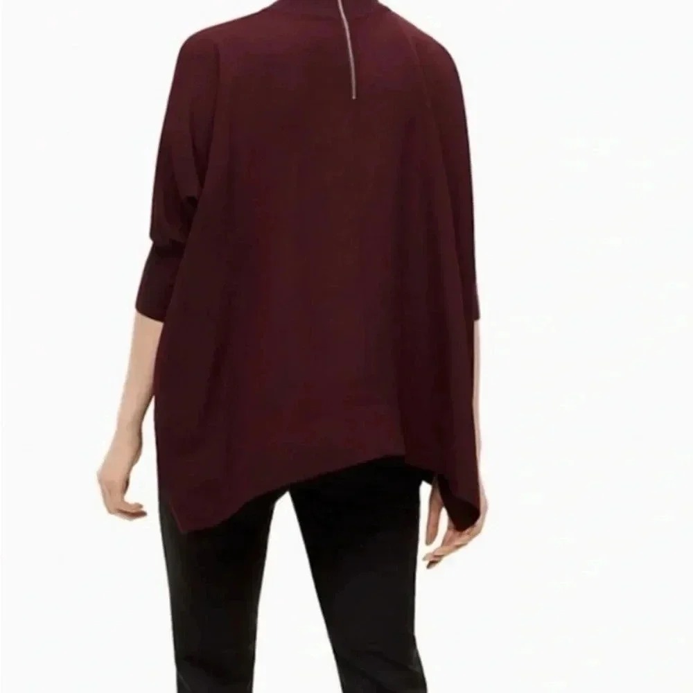 Babaton Olive Green Tunic Top XS Oversized Mock Neck Poncho Style Blouse Dolman